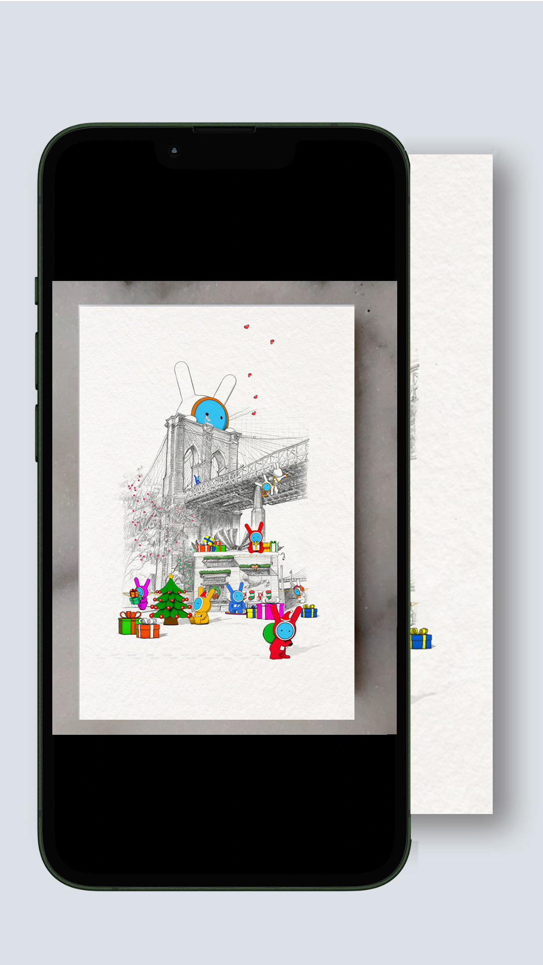 eCard - AR Interactive Brooklyn Bridge in Holiday Glow (Instant download)