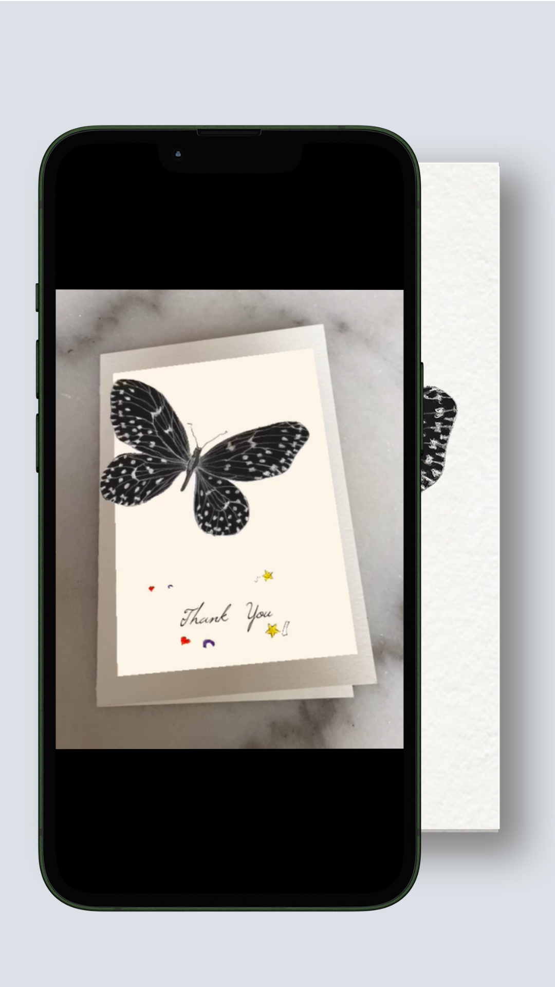 eCard_ AR Interactive Black Butterfly Greeting Card (Instant download) - Thank You