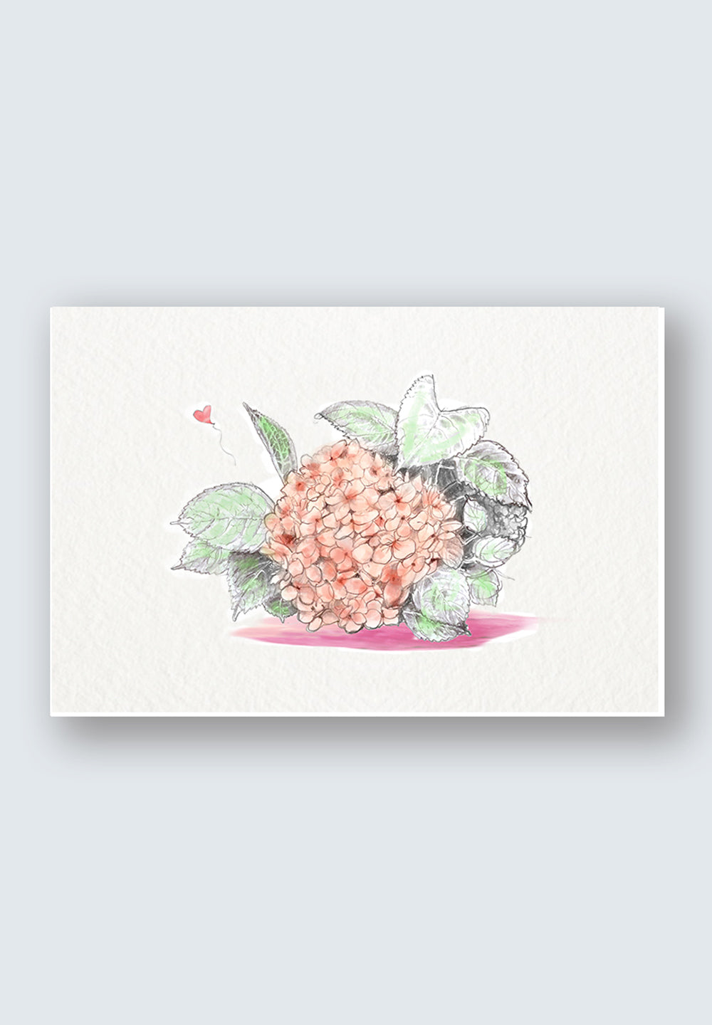 hydrangea red greeting card