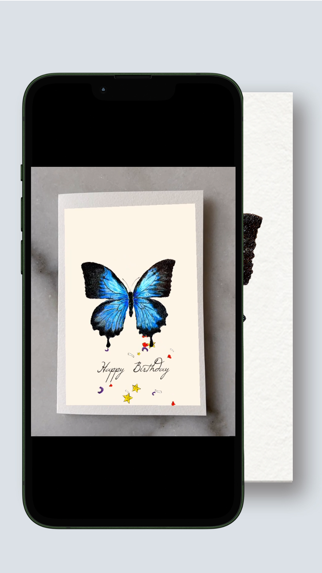 eCard_ AR Interactive Blue Butterfly Birthday Card (Instant download) - Happy Birthday