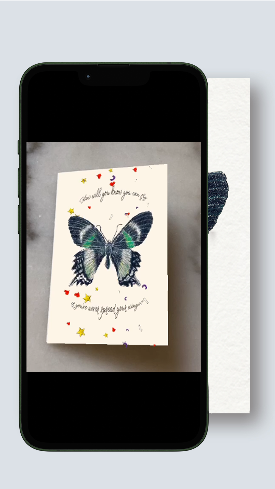 eCard_ AR Interactive Green Butterfly Greeting Card (Instant download)