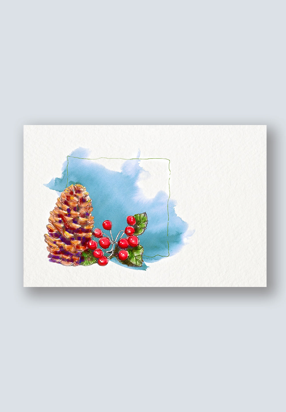 Holiday Card - Christmas Pine Cone and Berry