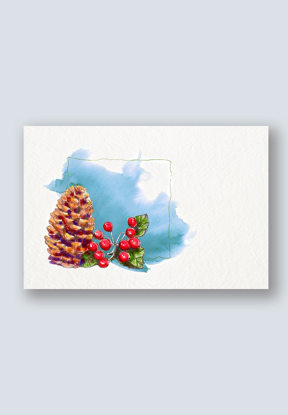 Christmas Pine Cone and Berry Greeting Card